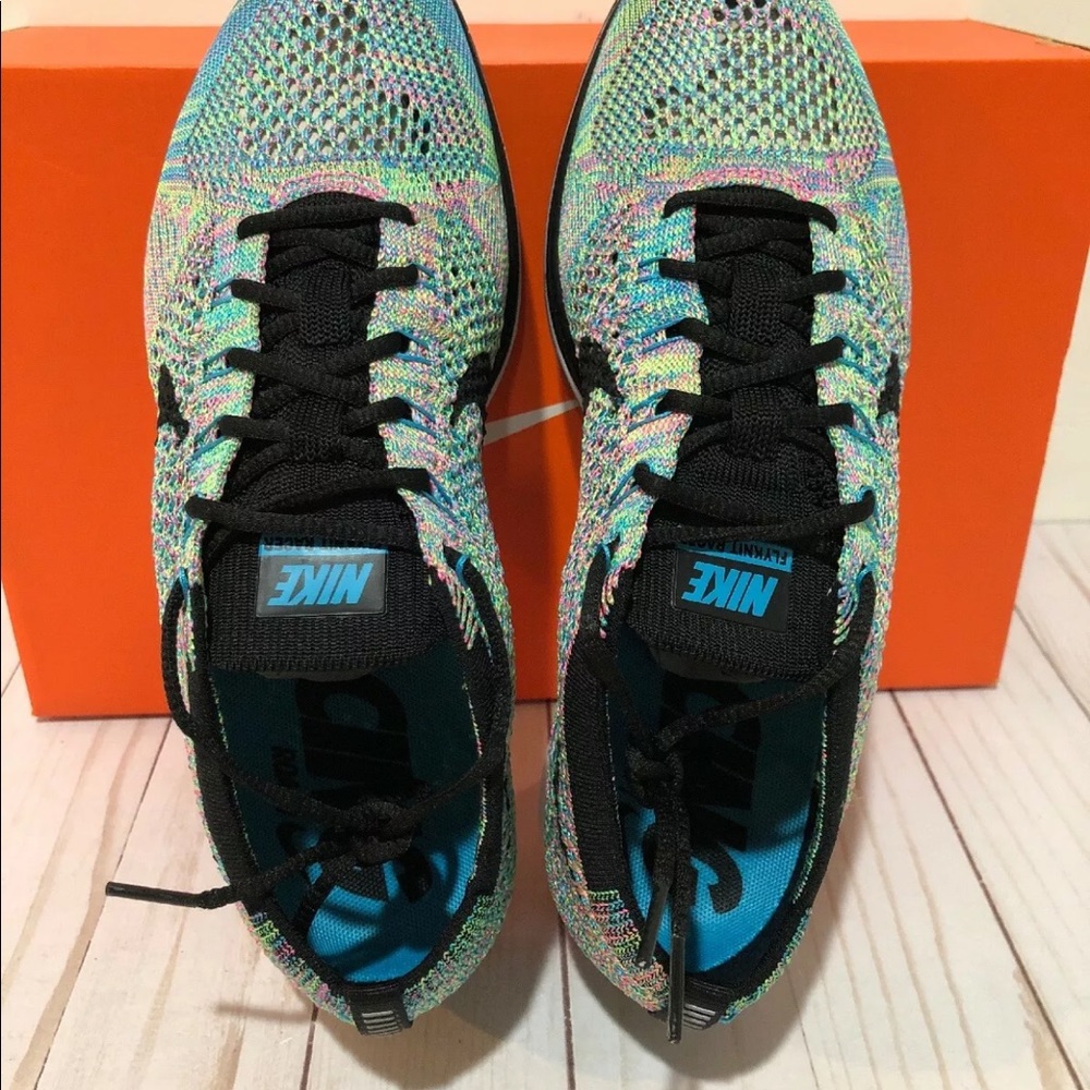 🔴SOLD🔴Nike Flyknit Racer Multi Color 2.0 Rainbow - Picture 7 of 8